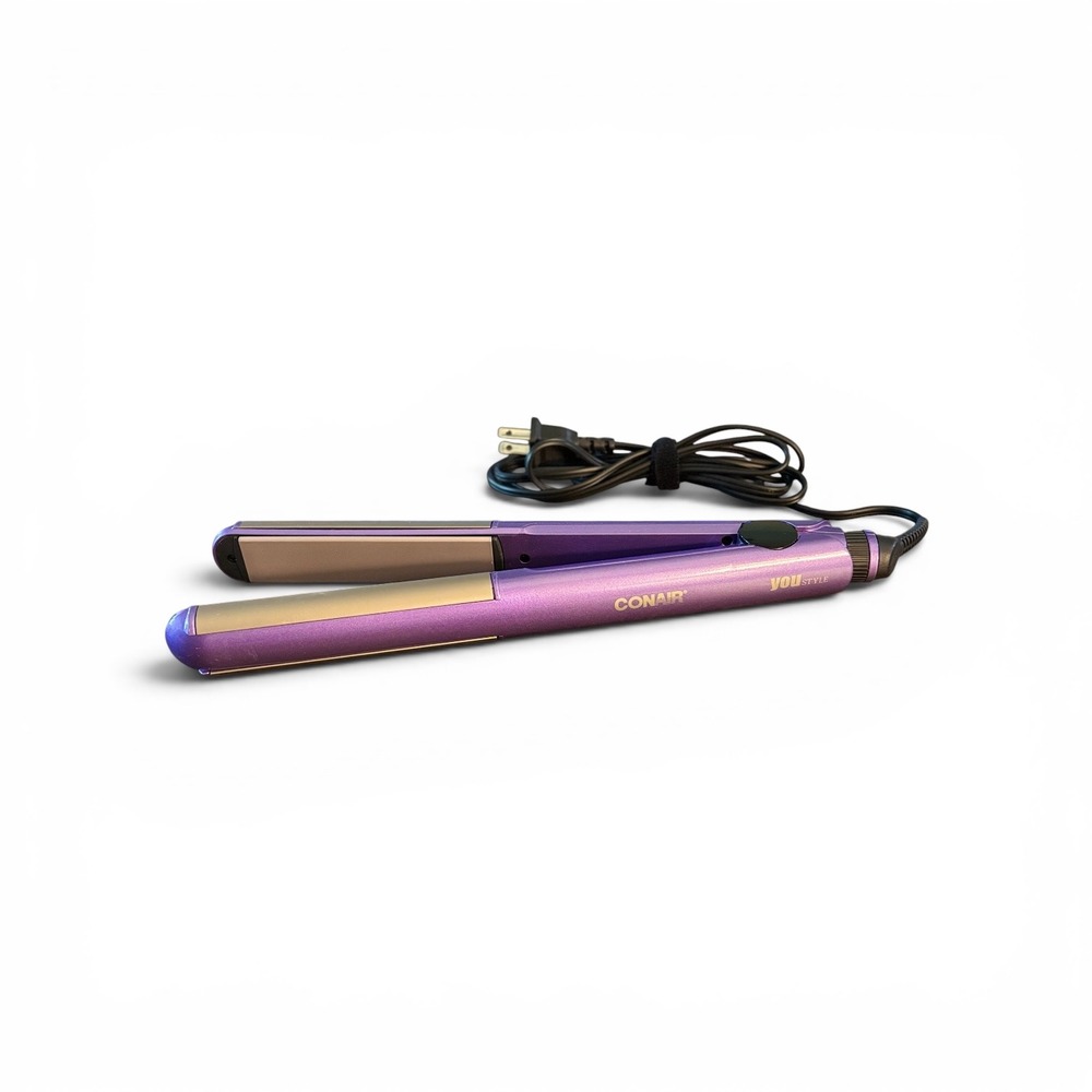 Conair YOU Style 1.5" Ceramic Flat Iron Hair Straightener Purple EUC